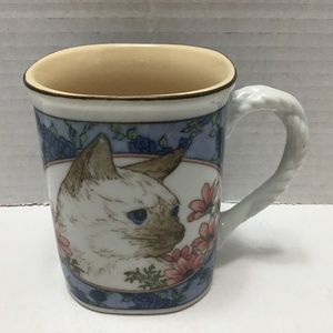 Vintage TAKAHASHI CATS Pottery Hand Decorated Cup Mug Siamese